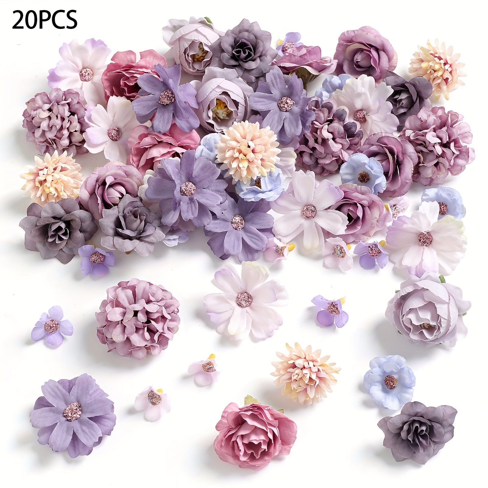 Artificial Rose 20pcs Fake Flower Head Set - For Wedding, Christmas, Home Decorations - Without Container, No Electricity, No Battery - Occasion: Engagement, Halloween, Thanksgiving, Valentine's Day, Graduation - Plant Type: Daisy