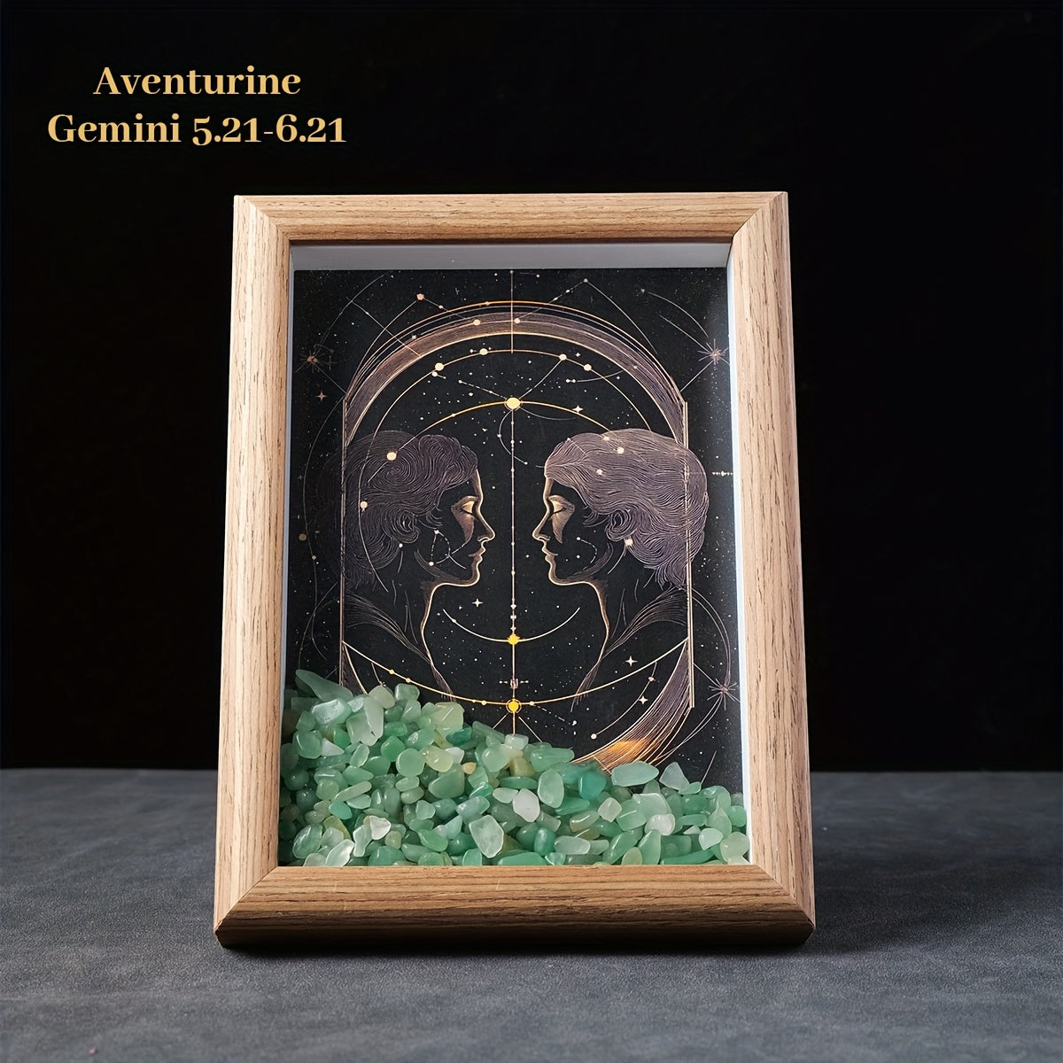 1pc Natural Crushed Stone Zodiac Signs Photo Frame Crystal Crafts for Home Decoration Home Desktop Decoration Housewarming Birthday Christmas Gift