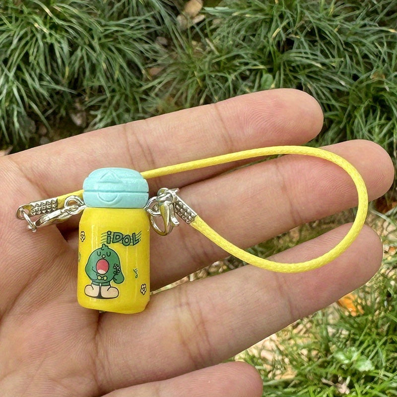 1pc Cute Cartoon Keychain with Playful Phrases - "Nice!", "Hello!", "Hi~", "Bingo!" - Colorful Plastic Charms for Keys, Bags, Water Bottles - DIY Accessory for Labubu Doll Fans, Cute Keychain Accessories, Playful Design, Durable Plastic