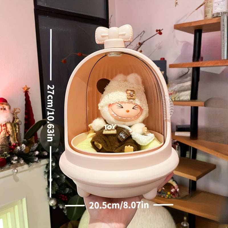 2025 New Release: Labubu & Crybaby Rotating Display Cabinet with 180° Spinning Door, Decorative Space & Clear View Window - Compatible with Pop Mart Collectible Figure Series - Perfect Gift for Collectors & Teen Enthusiasts, Collector's Showcase, Playful