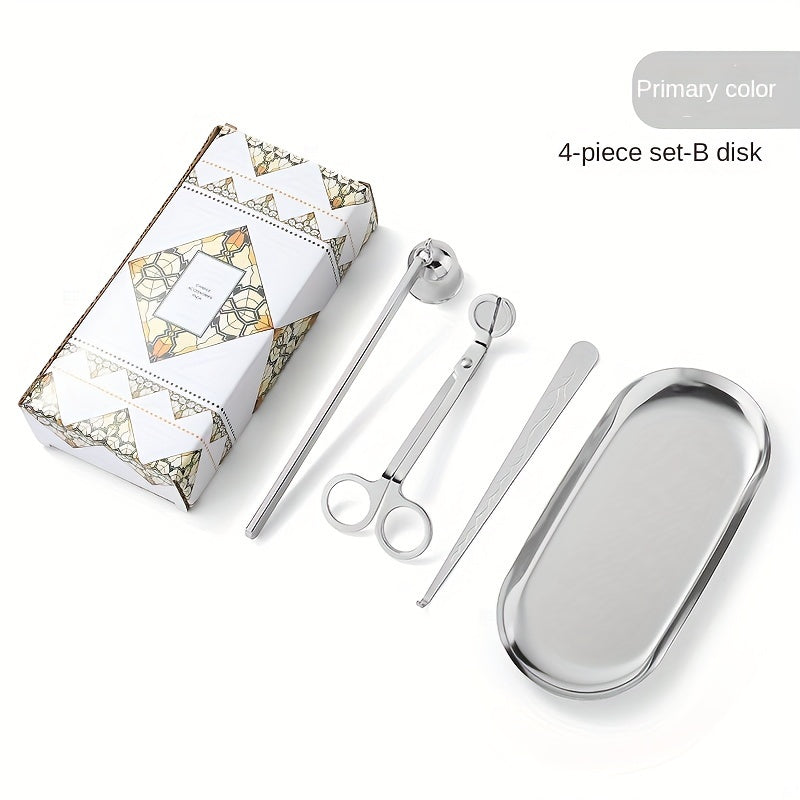 3/4pcs Small Aromatherapy Candle Tool Set, Candle Snuffer Tool Set, Stainless Steel Candle Scissors, Wick Trimmer, Candle Extinguisher Cover, Candle Wick Hook, Candle Accessories