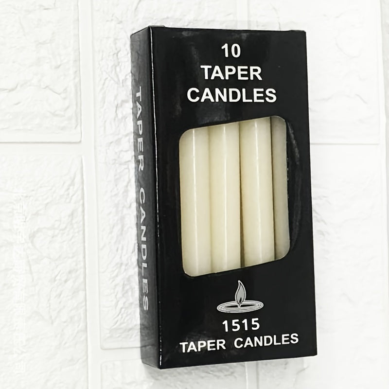 10 Fragranceless Straight Candles - Household Lighting Candles, Smokeless Romantic Wedding Long Pole Candles, High-End Wax Candles for Dining Tables, Restaurants, Gatherings, Easter, Day, and Valentine's Day