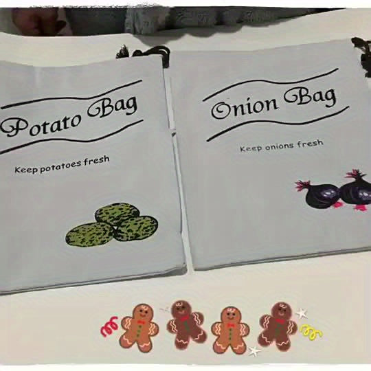 1pc Reusable Canvas Vegetable Storage Bag - Durable Square Fresh-Keeping Bags, Suitable for Potatoes and Onions, Anti-Sprouting Kitchen Organizer