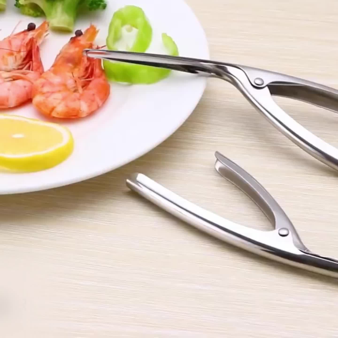 1-Pack Stainless Steel Herringbone Shrimp Peeler Tool - Ergonomic Design for Effortless Shell Removal, Durable Kitchen Gadget for Shrimp, Crab & Lobster - Professional & Home Chef Essential, Seafood Preparation, Sleek Metallic Finish, Comfortable Grip Han