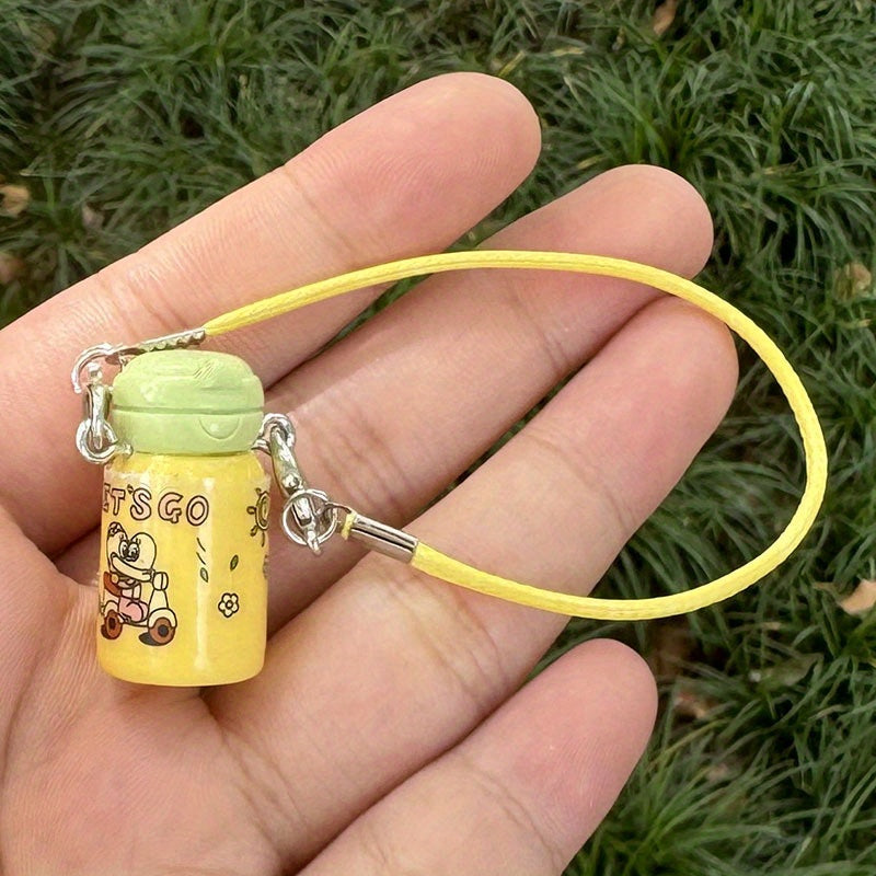 1pc Cute Cartoon Keychain with Playful Phrases - "Nice!", "Hello!", "Hi~", "Bingo!" - Colorful Plastic Charms for Keys, Bags, Water Bottles - DIY Accessory for Labubu Doll Fans, Cute Keychain Accessories, Playful Design, Durable Plastic