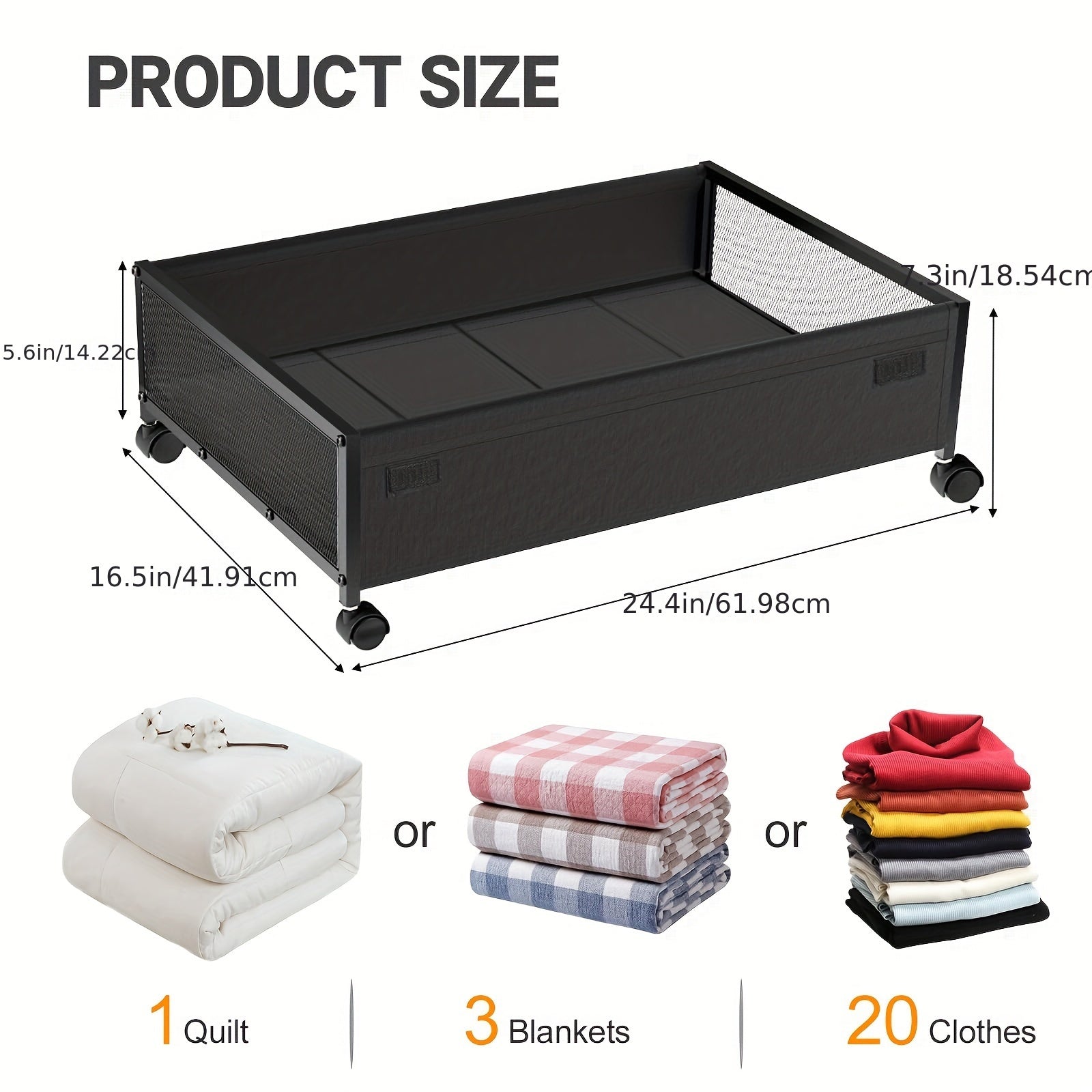 [2 Wheels Under Bed Storage] Under Bed Storage With Wheels, 2-Pack Under Bed Storage Containers With Clear Lids, Under The Bed Storage Organizer Bins, Rolling Under Bed Metal Drawer For Clothes, Shoes, Toys, Under-Bed Storage