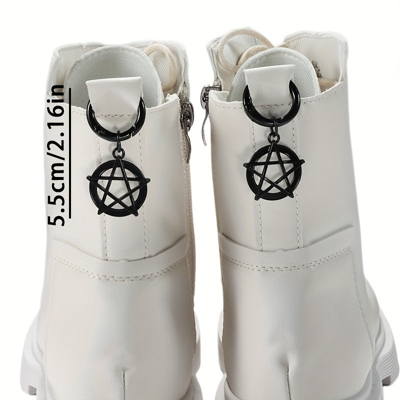 2pcs Gothic Witchcraft Pentagram Charms Set - Copper Alloy Shoe Decorations for Party Accessories