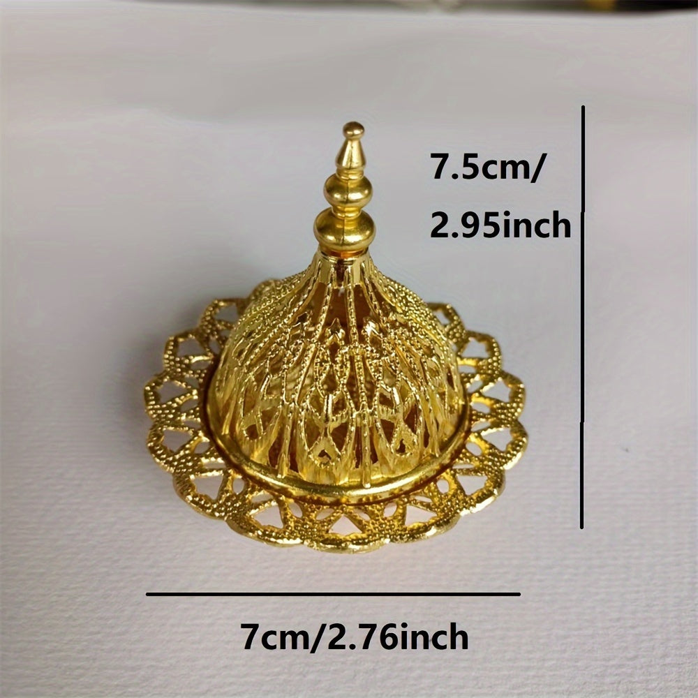 [Vintage Metal Incense Catcher Bowl] 1 Set, Metal Incense Burner, Vintage Arabic Golden Burner Catcher Holder, Incense Backflow Burner Holder Ornaments, Incense Candle Holder Ash Catcher Bowl, Desktop Miniature, Home Decor, Room Decor, Tabletop Decor, Cre