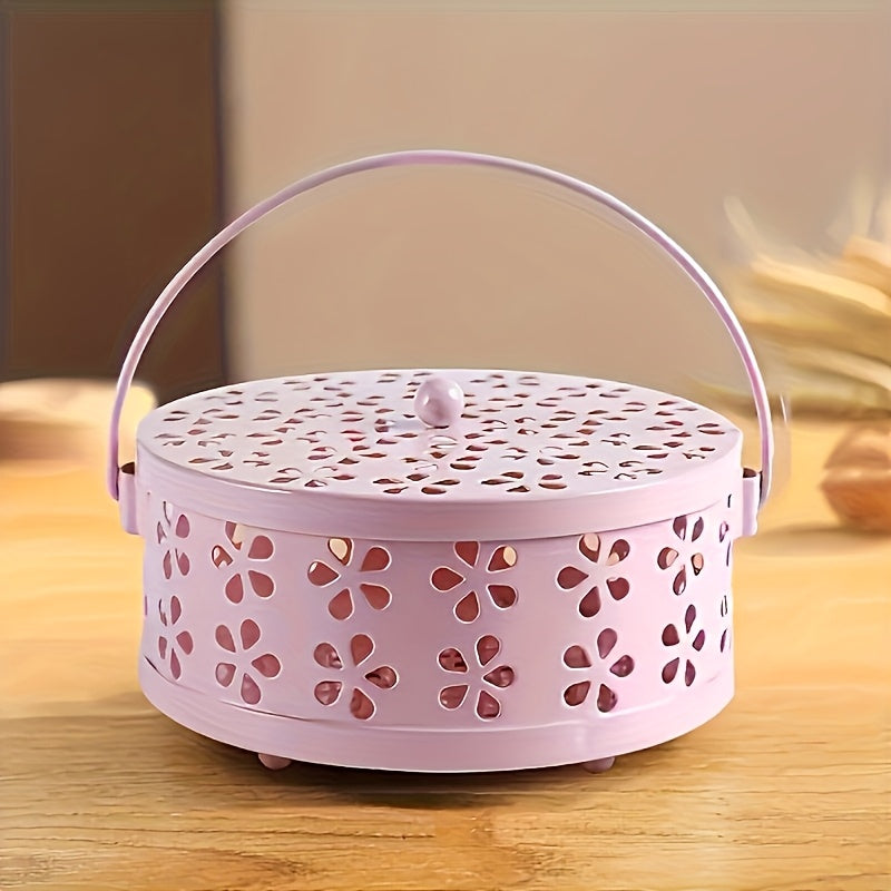 [Vintage Coil Holder] Portable Metal Mosquito Coil Holder with Handle | Vintage Style Iron Incense Burner for Home & Outdoor Decor