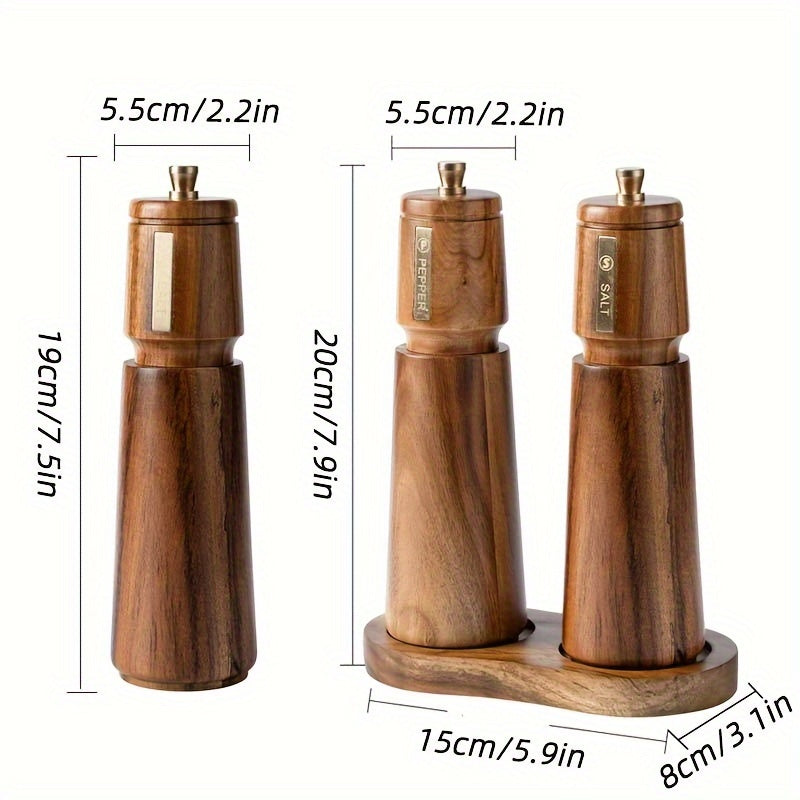 2pcs, Acacia Pepper Grinder Set