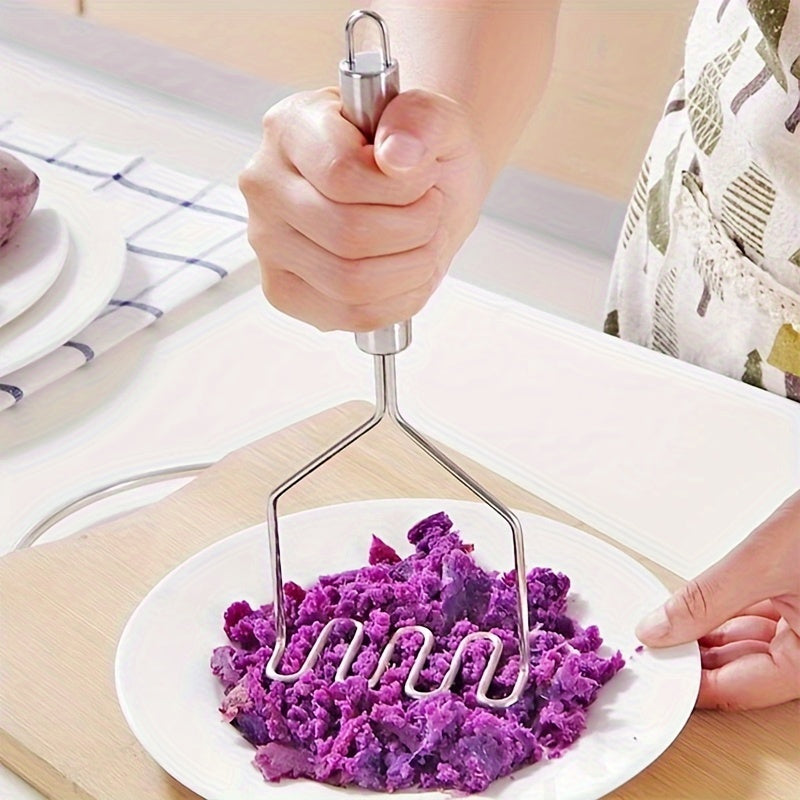 1pc Stainless Steel Wave Potato Masher - Ideal for Kitchen Vegetable and Fruit Puree, Kitchen Essentials | Modern Kitchen Tool | Durable Kitchenware