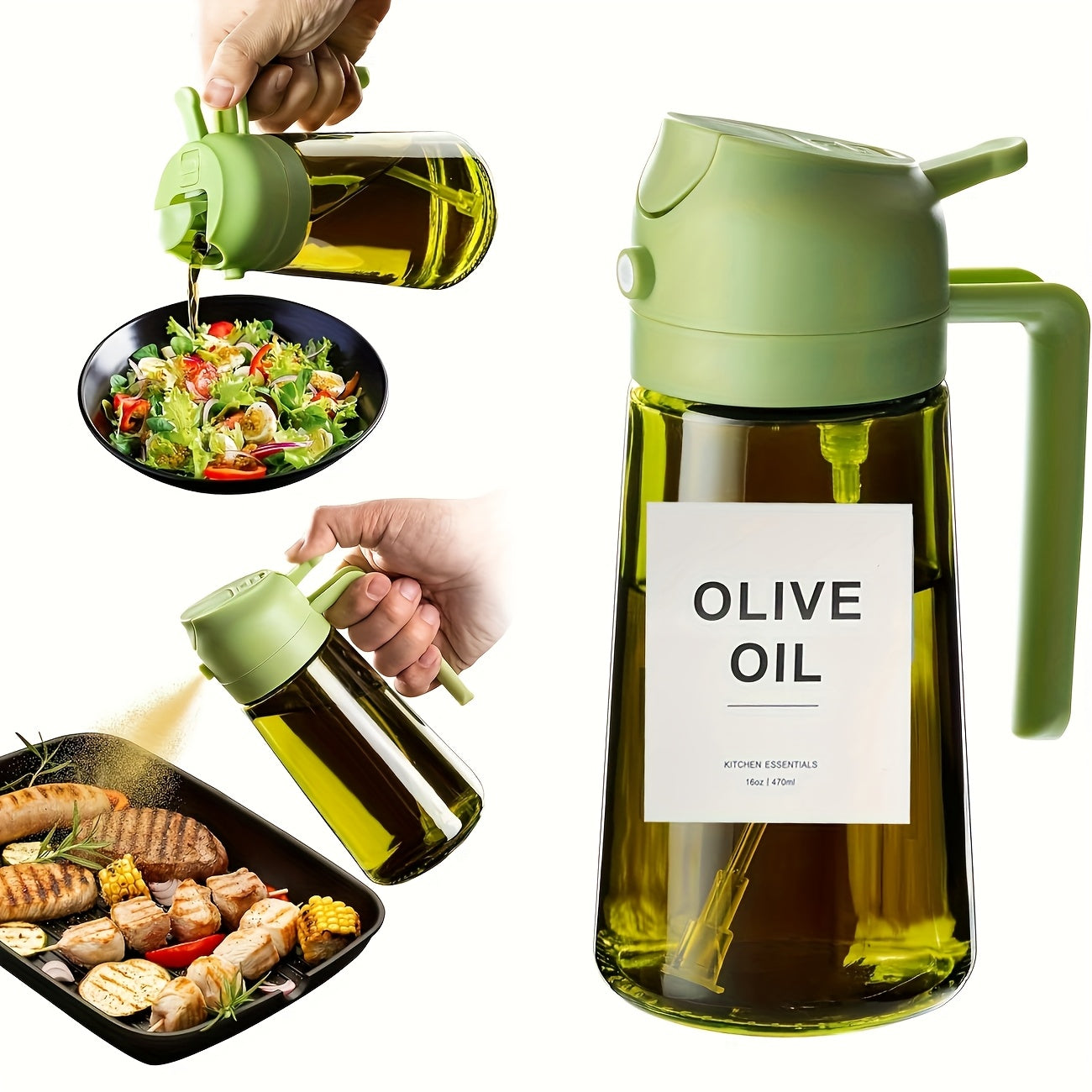 1pc Food-Grade Olive Oil Spray Bottle - BPA-Free Plastic, Odor-Resistant & Even Spray for Cooking, Salad Dressing, Condiments - Hand Wash Only, Oval Shape for Kitchen & Restaurant Use, Oil Sprayer Bottle for Cooking