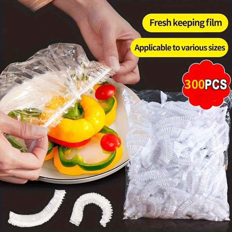 300pcs of High-Quality Disposable Food Wrap - Extremely Stretchable, Transparent, And Free from BPA, Suitable for Kitchen And Restaurant Applications - Accommodates All Plate Sizes And Helps Prevent Spoilage.