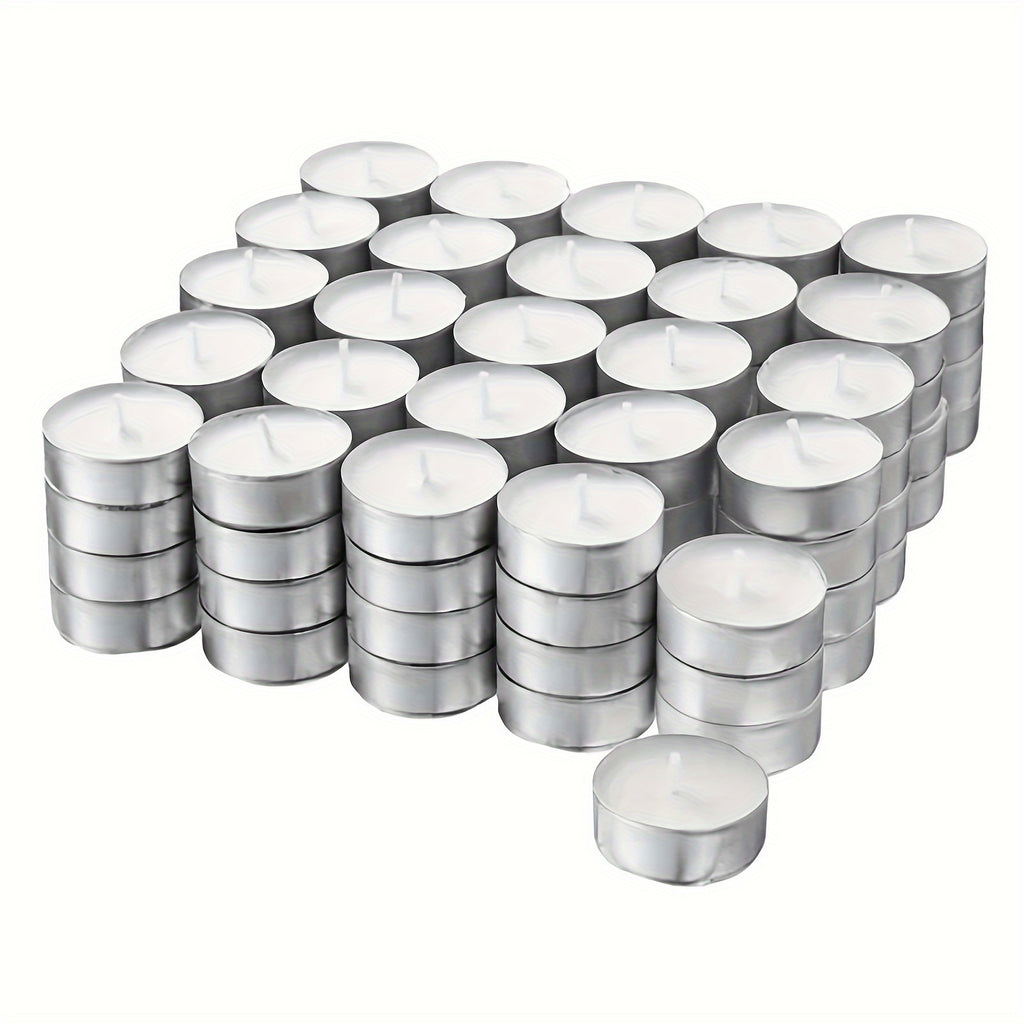100pcs Unscented White Tea Wax Candles - Smokeless, Long-Lasting 3-4 Hour Burn Time for Weddings, Halloween, Christmas, Cafes, Birthdays & Hotels, Best for Christmas, Perfect for Thanksgiving