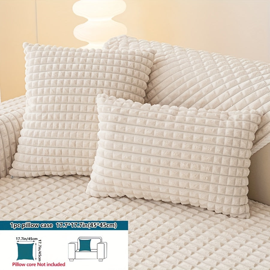 1pc Plush Sofa Cover - Soft, Thick, and Pet-Friendly Couch Protector for All Seasons, Non-Slip Furniture Slipcover for 1 to 4-Seater Sofas, Beige/Light Green/Dark Gray/Black Options, Perfect for Living Room, Bedroom, or Office Decor, Sofa Protection Cover