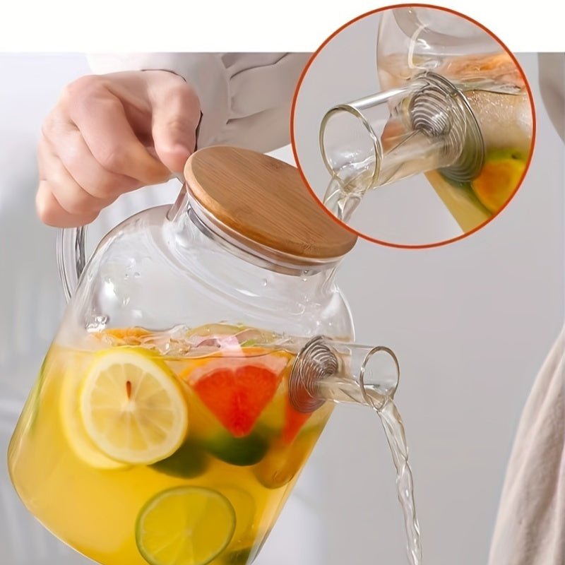 Large Capacity Borosilicate Glass Teapot with Infuser - High Temperature Resistant, Transparent, Ideal for Steamed Juice & Iced Tea - Essential Home Kitchenware for Holidays like Halloween, Christmas, Easter, Thanksgiving, Halloween Tableware|Stylish Glas