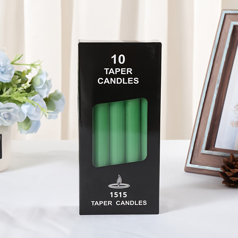 10 Fragranceless Straight Candles - Household Lighting Candles, Smokeless Romantic Wedding Long Pole Candles, High-End Wax Candles for Dining Tables, Restaurants, Gatherings, Easter, Day, and Valentine's Day