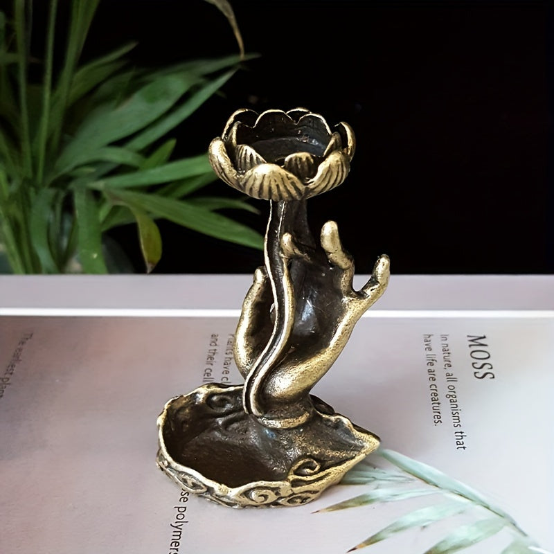 1pc, Buddha Hand Lotus Incense Holder, Incense Burner, Craft Ornament For Spa, Yoga, Meditation, Home Decor, Room Decor, Gifts
