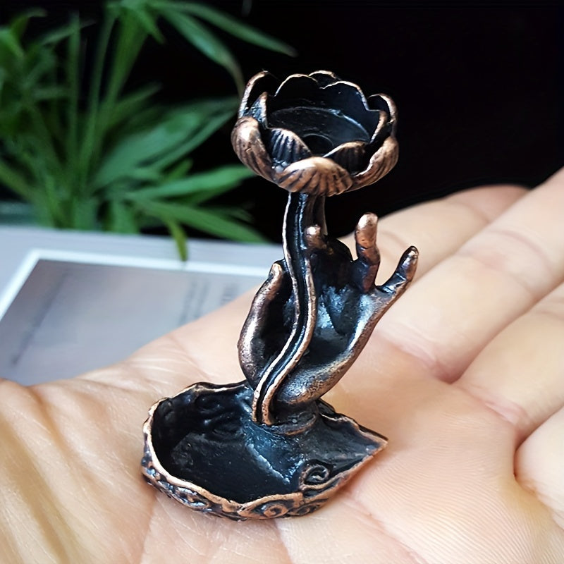 1pc, Buddha Hand Lotus Incense Holder, Incense Burner, Craft Ornament For Spa, Yoga, Meditation, Home Decor, Room Decor, Gifts