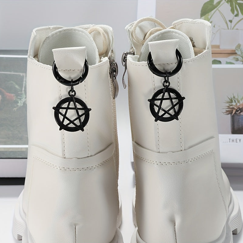 2pcs Gothic Witchcraft Pentagram Charms Set - Copper Alloy Shoe Decorations for Party Accessories