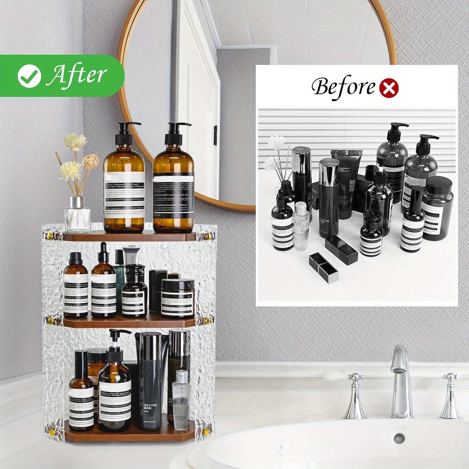 3-Tier Corner Bathroom Counter Organizer