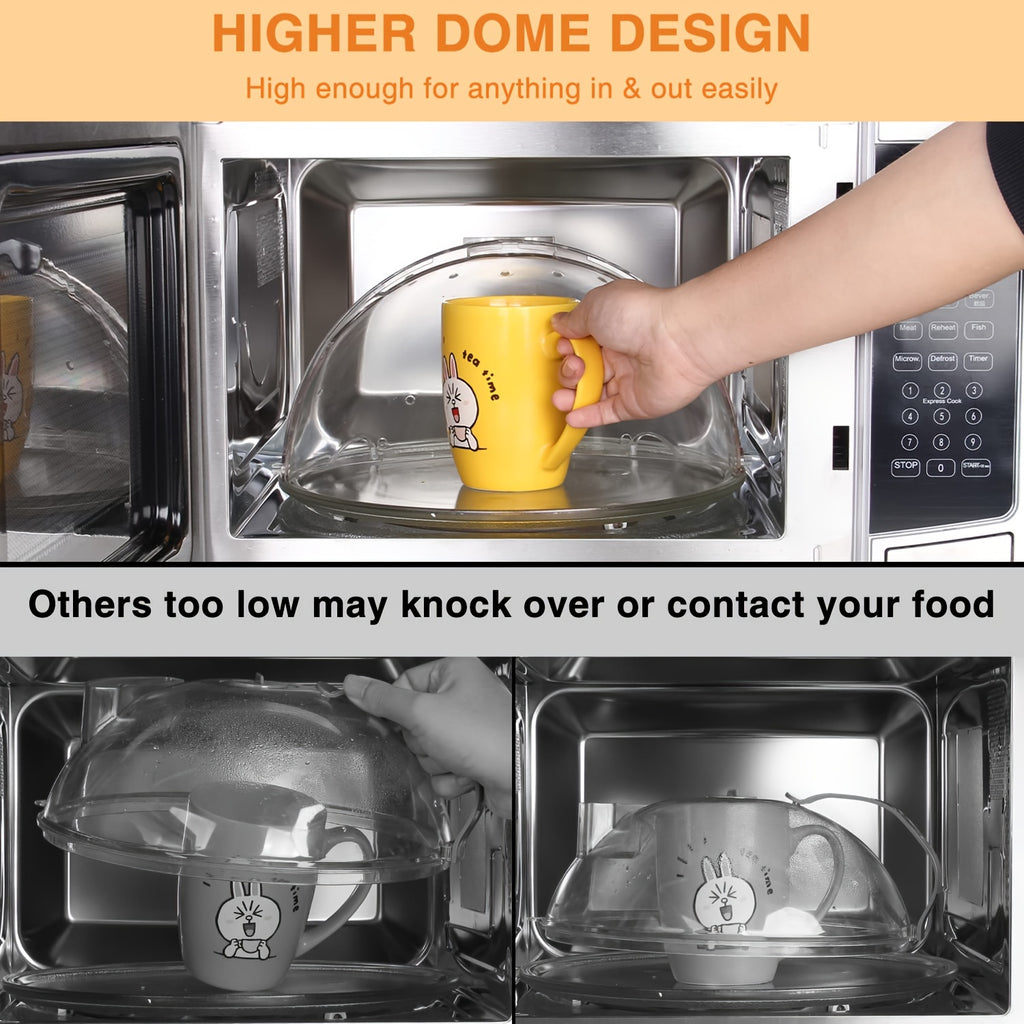 Flippable Microwave Cover, Higher Microwave Plate Cover with Stay-Inside Splatter Guard, Innovative Lid for Food, Dish, Heating, PC (Polycarbonate) Material