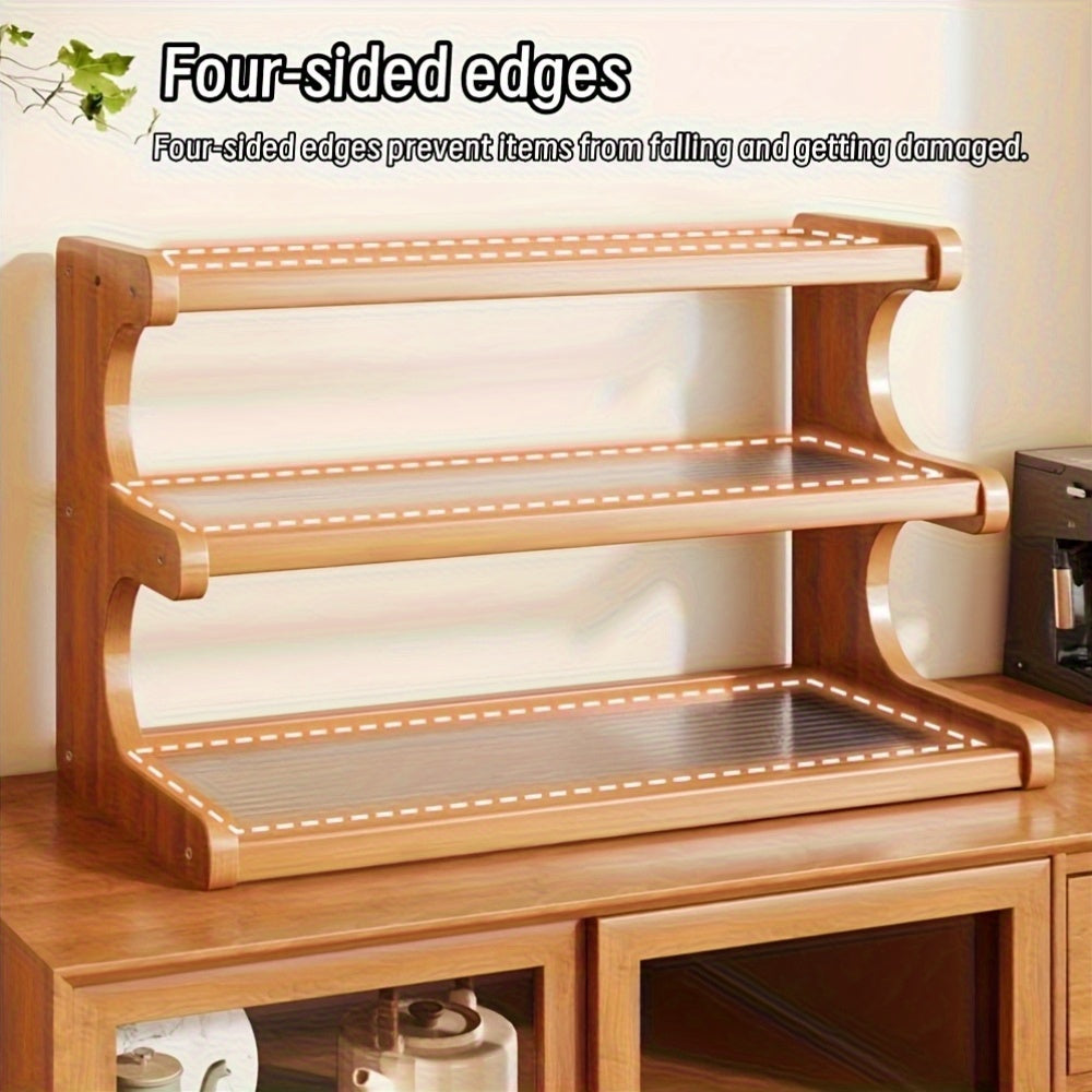 1pc Wooden Office Desk Organizer Shelf - Multi-Tier