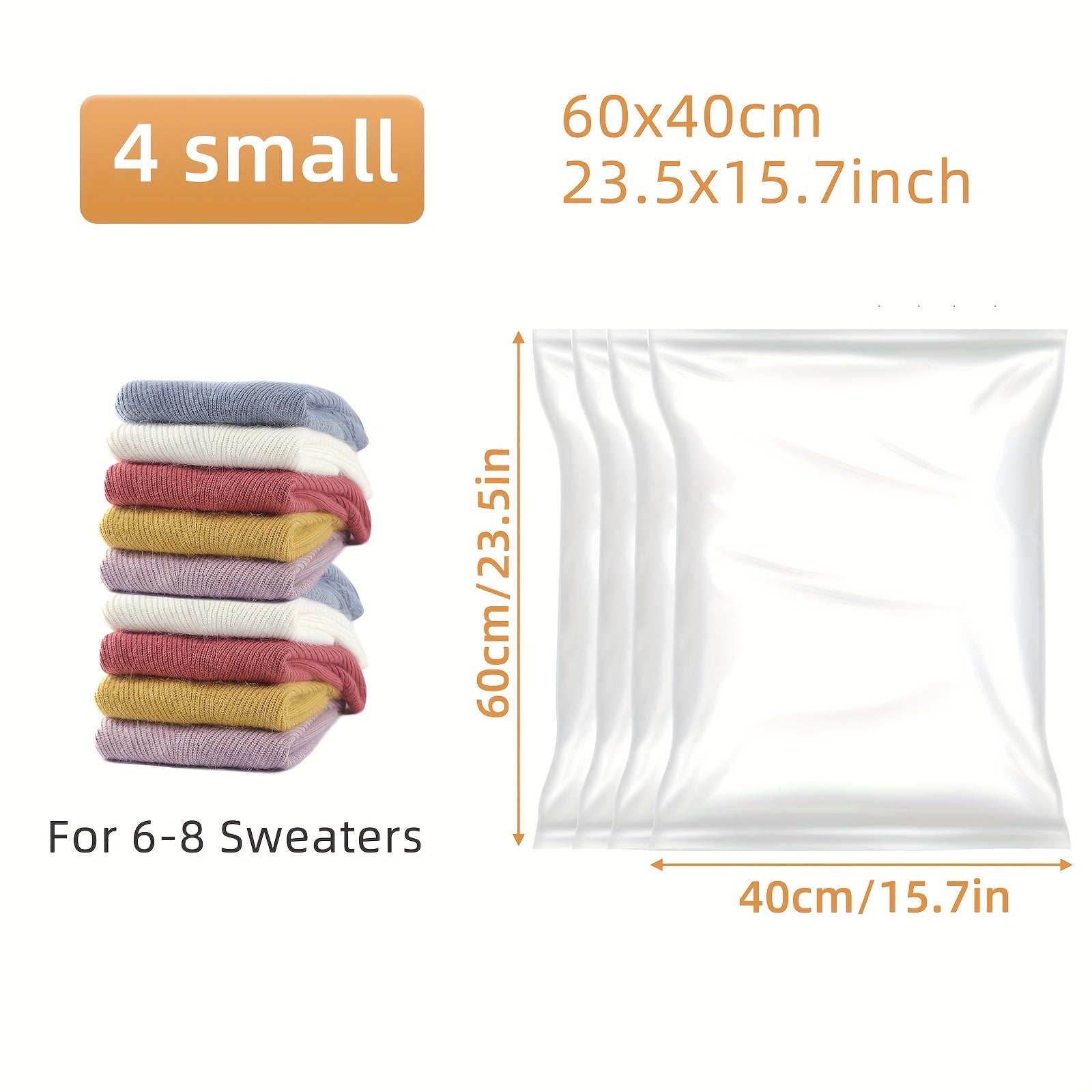 4-Pack Thick Vacuum Storage Bags - Space-Saving, Zippered Organizer for Clothes, Blankets, Quilts - Durable Plastic, Ideal for Bedroom & Travel, Bedroom Organizers And Storage