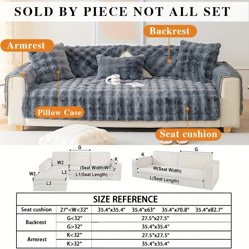 1pc Cozy Rabbit Plush Sofa Cover - Winter Warm, Thick, Soft, Non-Slip, Protective Furniture Protector for Bedroom, Office, Living Room Home Decor - Pet Favorite, Easy to Install, Machine Washable, Durable, and Stylish