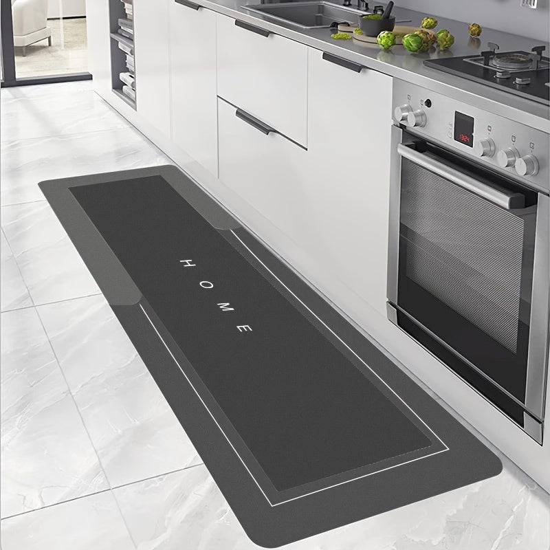 [1pc Non-Slip Kitchen Mat] 1pc Super Non-Slip Diatom Mud Kitchen Mat | 3mm Thick, 2.0kg/m², Natural Rubber Base, Scratch-Resistant, Easy to Clean & Wipe | Comfortable Standing Mat for Kitchens, Bathrooms, Entryways - Black, Multiple Sizes Available