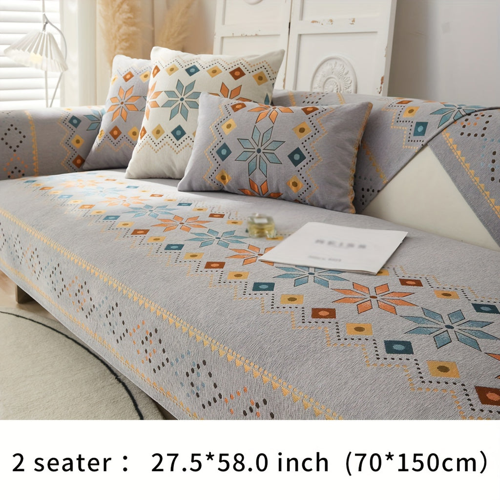 [Non-slip Sofa Cover] 1pc Non-slip Chenille Sofa Slipcover - Couch Cover, Four Seasons Universal Furniture Protector For Bedroom Office Living Room Home Decor