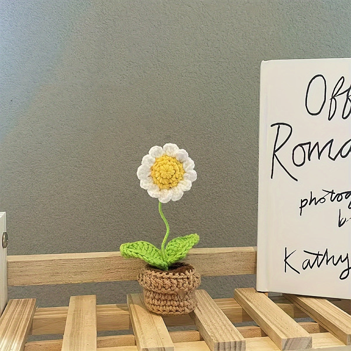 [Handmade Crochet Flowers] Vibrant Handmade Crochet Sunflower & Rose Artificial Potted Plants - Brown Pot, Perfect for Mother’s Day, Anniversaries, Birthdays, Valentine’s Gifts, Home & Office Desk Decoration