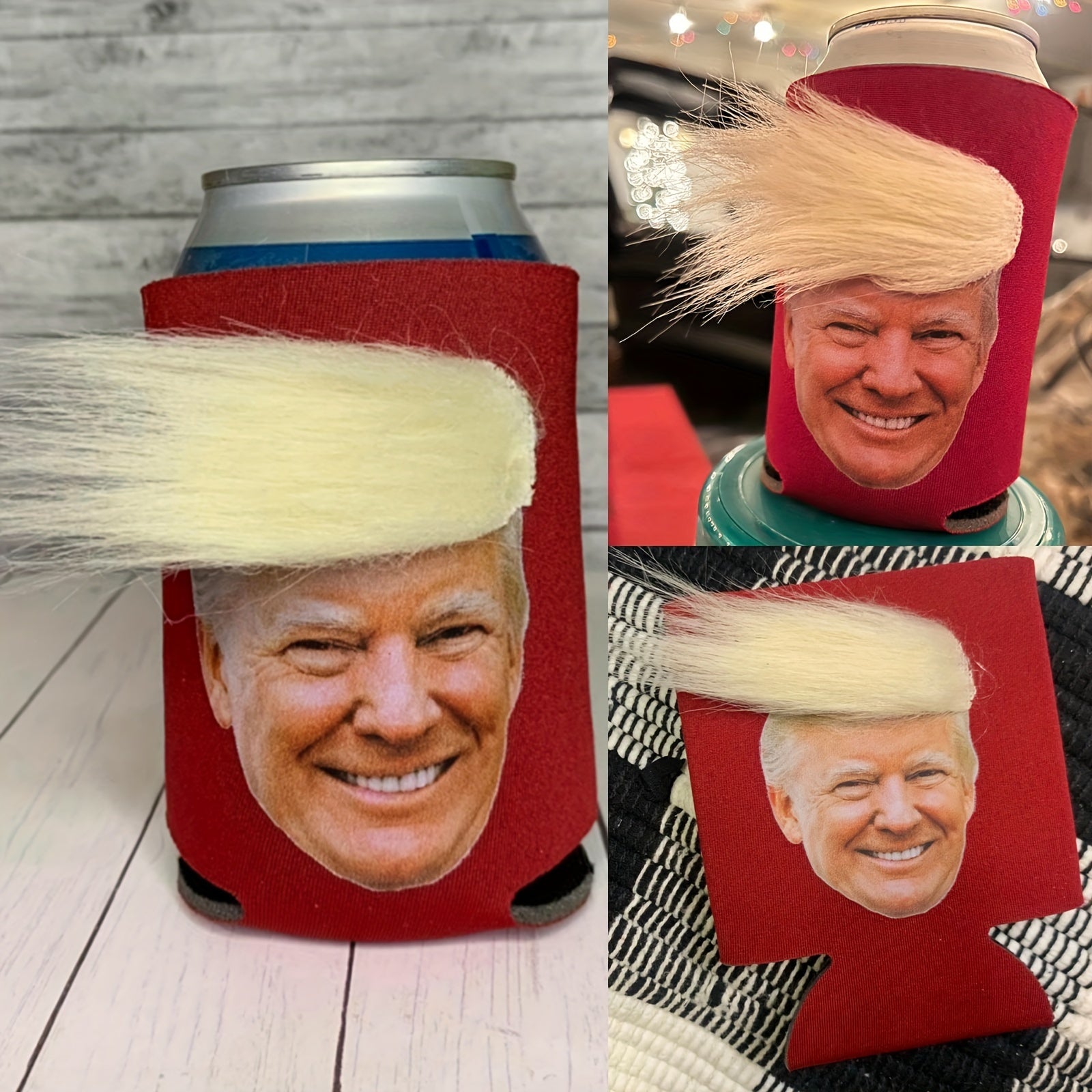 1pc Trump-Themed Holiday Decor - Polyester Can & Cup Cover for Halloween, Christmas & More - No Power Needed