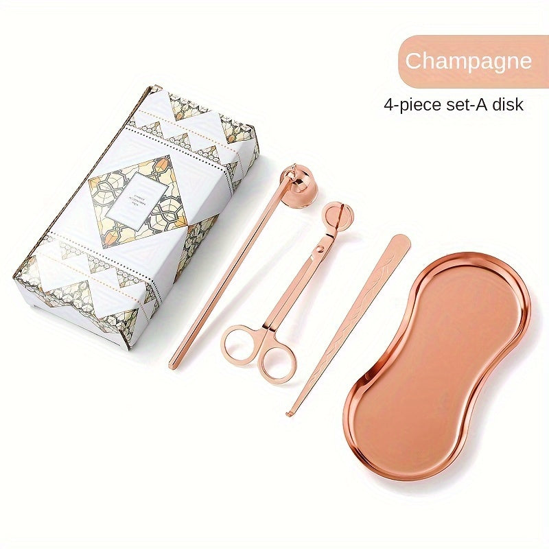 3/4pcs Small Aromatherapy Candle Tool Set, Candle Snuffer Tool Set, Stainless Steel Candle Scissors, Wick Trimmer, Candle Extinguisher Cover, Candle Wick Hook, Candle Accessories