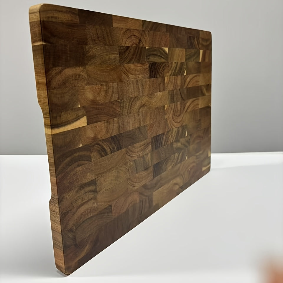 1pc Premium Acacia Wood Cutting Board - Double-Sided, Durable & Hygienic Kitchen Essential for Meat, Cheese, Bread, Vegetables & Fruits - Rustic Design with Natural Wood Grain, Perfect for Home & Professional Use, Food Preparation | Stylish Chopping Board