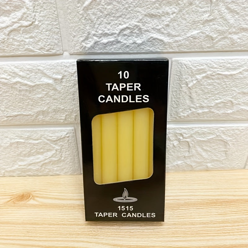 10 Fragranceless Straight Candles - Household Lighting Candles, Smokeless Romantic Wedding Long Pole Candles, High-End Wax Candles for Dining Tables, Restaurants, Gatherings, Easter, Day, and Valentine's Day