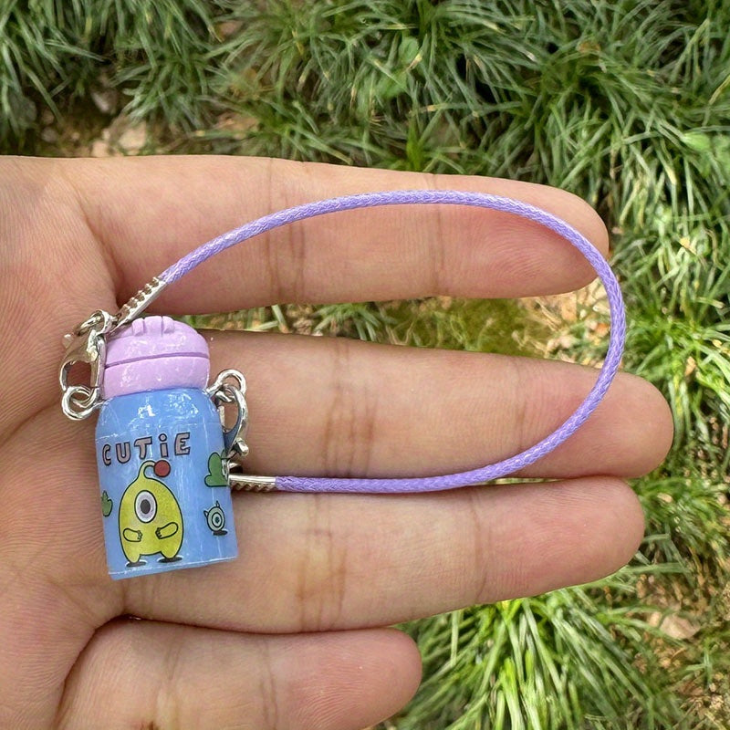 1pc Cute Cartoon Keychain with Playful Phrases - "Nice!", "Hello!", "Hi~", "Bingo!" - Colorful Plastic Charms for Keys, Bags, Water Bottles - DIY Accessory for Labubu Doll Fans, Cute Keychain Accessories, Playful Design, Durable Plastic