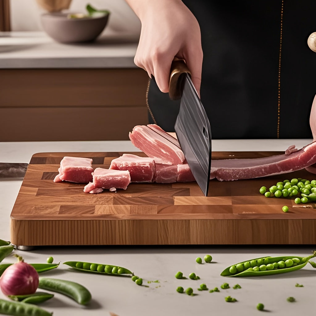 1pc Premium Acacia Wood Cutting Board - Double-Sided, Durable & Hygienic Kitchen Essential for Meat, Cheese, Bread, Vegetables & Fruits - Rustic Design with Natural Wood Grain, Perfect for Home & Professional Use, Food Preparation | Stylish Chopping Board