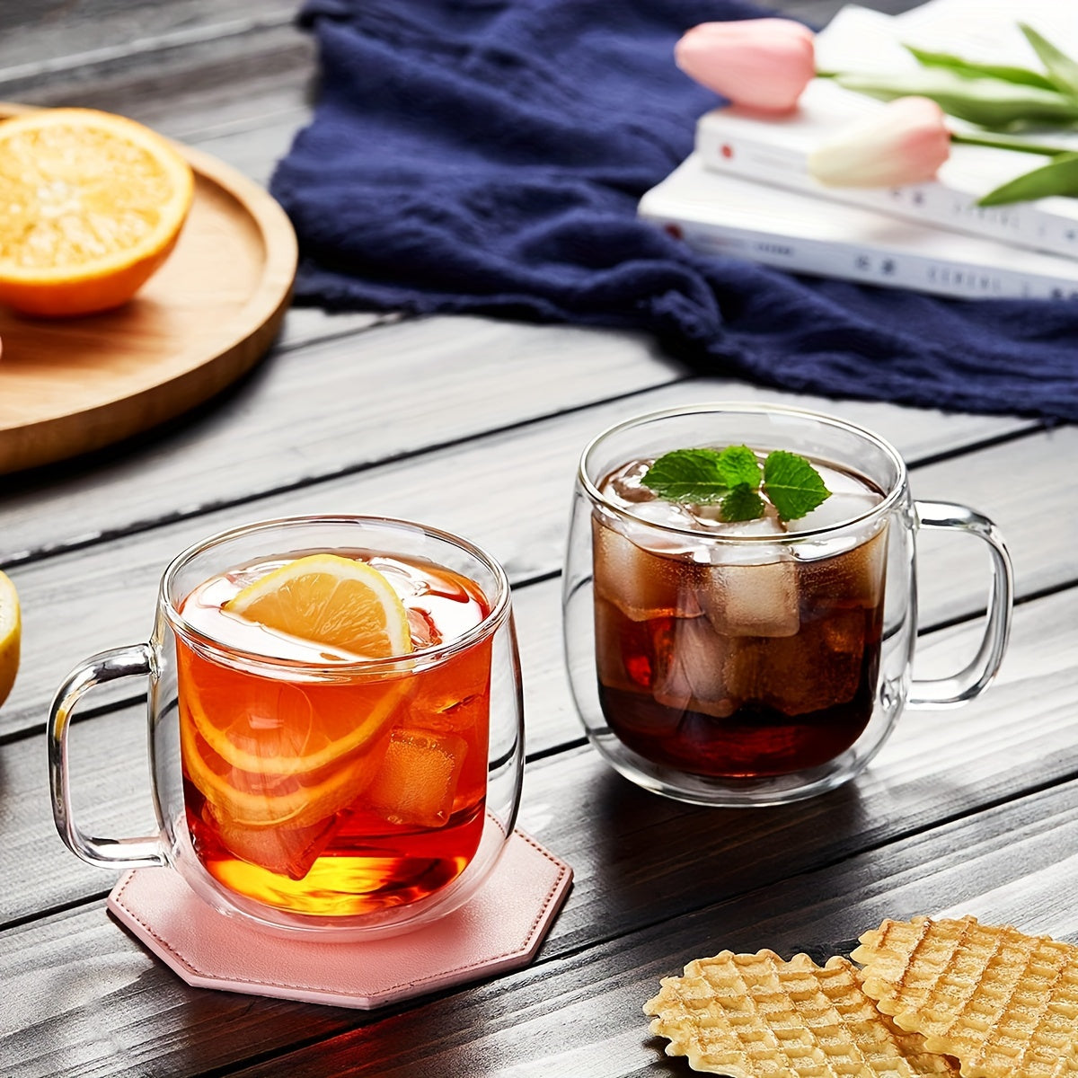 Pack of 4 - 300ml - Double-layer glass coffee cup with high borosilicate, insulated glass coffee cup, set of 4 espresso cups, latte coffee cup, Americano coffee, cappuccino, tea bag, transparent glass