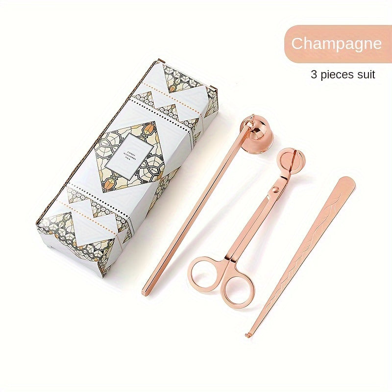 3/4pcs Small Aromatherapy Candle Tool Set, Candle Snuffer Tool Set, Stainless Steel Candle Scissors, Wick Trimmer, Candle Extinguisher Cover, Candle Wick Hook, Candle Accessories