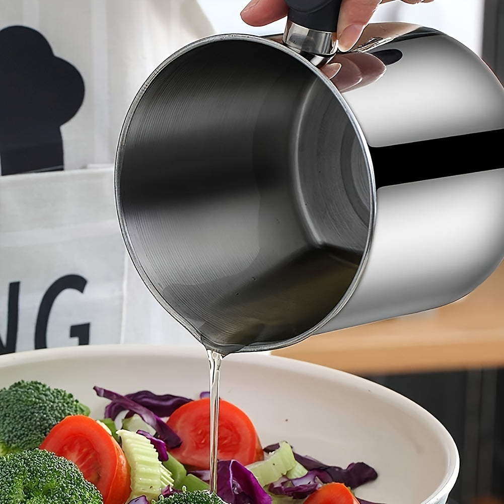 Easy-Pour Stainless Steel Grease Container with Strainer - Ideal Kitchen Accessory for Cooking Oil & Grease Storage