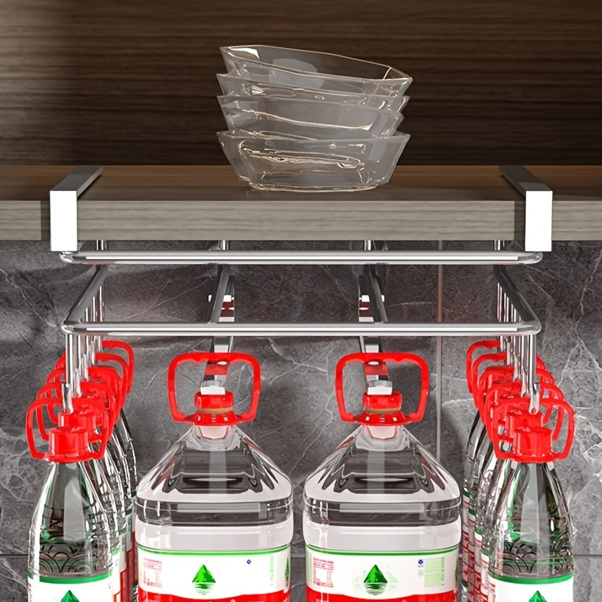 1pc Storage Rack, Stainless Steel Under-Cabinet Hanging Rack, Multipurpose Wall-mounted Storage Organizer, For Kitchen And Restaurant, Kitchen Organizers And Storage, Kitchen Accessories