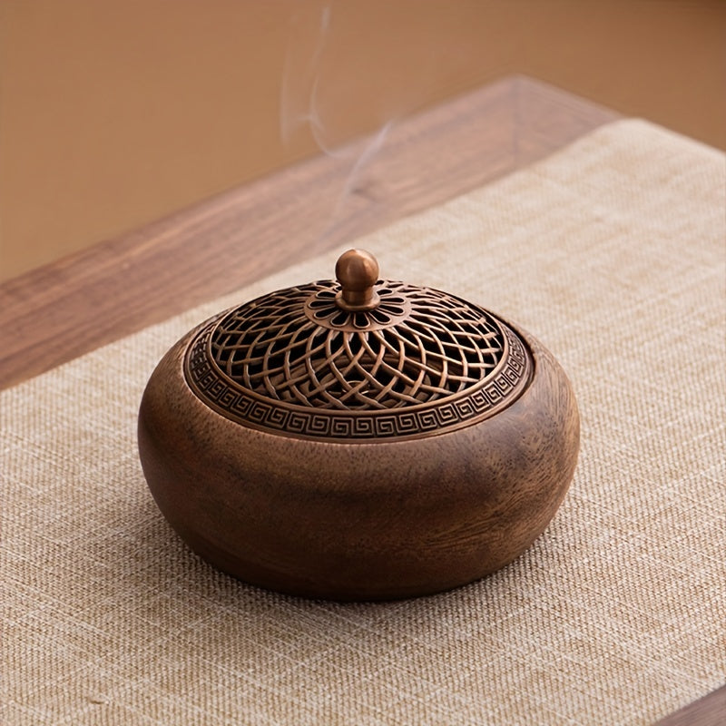 Elegant Vintage Walnut Wooden Incense Holder