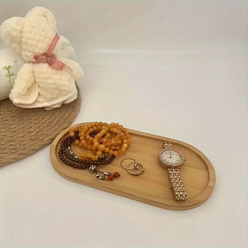 [Versatile Wooden Serving Platter Dining] Versatile Bamboo Vanity Tray - Perfect for Jewelry, Bathroom Organization & Home Decor | Minimalist Wooden Serving Platter for Dining & Countertops