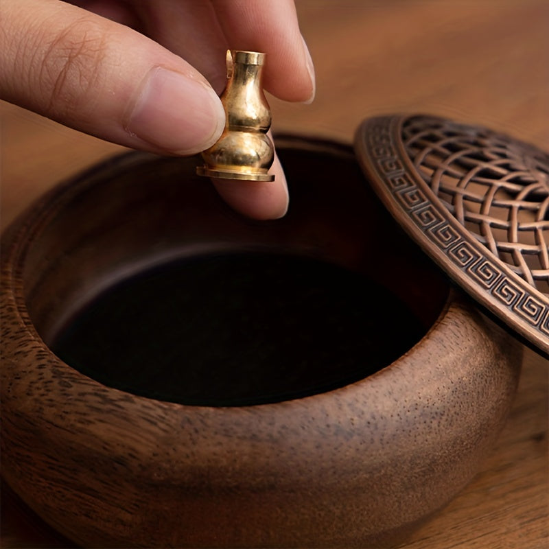 Elegant Vintage Walnut Wooden Incense Holder