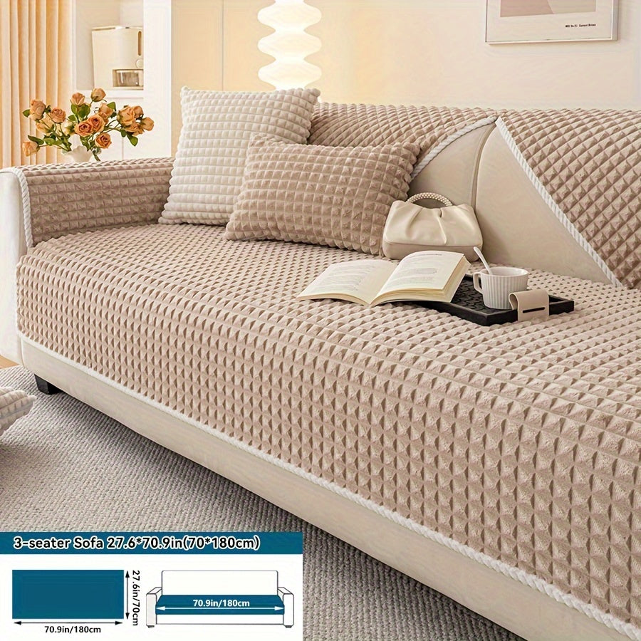 1pc Plush Sofa Cover - Soft, Thick, and Pet-Friendly Couch Protector for All Seasons, Non-Slip Furniture Slipcover for 1 to 4-Seater Sofas, Beige/Light Green/Dark Gray/Black Options, Perfect for Living Room, Bedroom, or Office Decor, Sofa Protection Cover