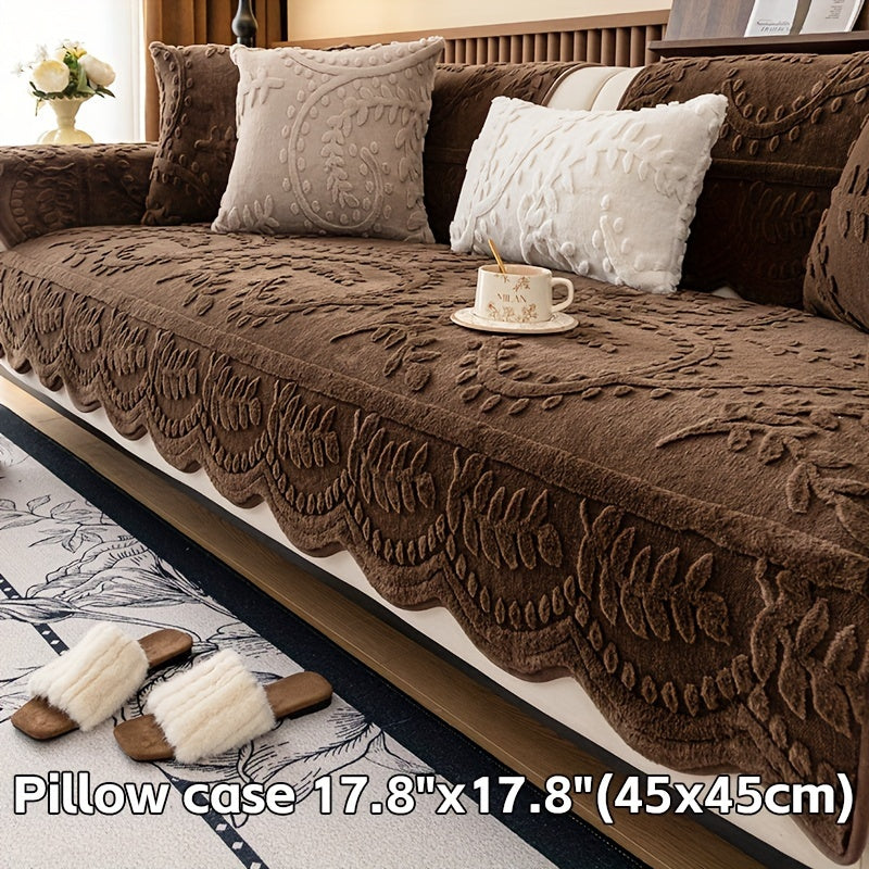 [Warm Faux Fur Sofa Cover] Thick, Warm Faux Fur 1pc Plush Leopard Print Sofa Cover - Pet-Friendly, Non-Slip Couch Protector - Fits Multiple Sofa Sizes for Living Room, Bedroom, Office Decor