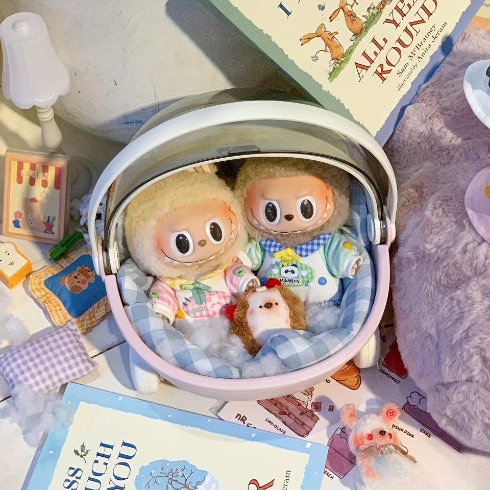 Portable Circular Carry Cradle - Labubu-Compatible Breathable Mesh Sleep Pod with High Quality Design & Shoulder Strap for Collectible Dolls, Action Figures, Travel, Home Storage, Collectible Storage