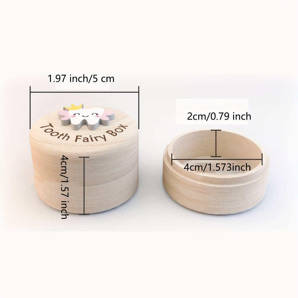 1pc Tooth Fairy Box, Cute Carved Wooden Box with 3D Tooth, Stores Lost Teeth, Souvenir Dropped Tooth Keepsake Storage Box Gift