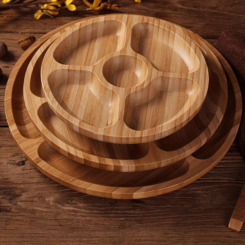 1pc Wooden Five Grids Cheese Board, Multifunctional Fruit Tray, Reusable Plate for Appetizer, Dessert, Candy, and Kitchen Decoration